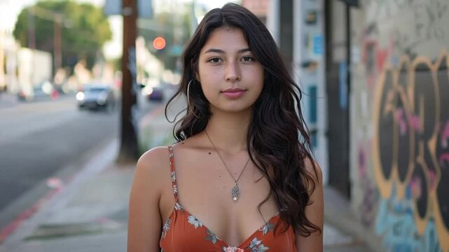 Sexy woman standing on a city street