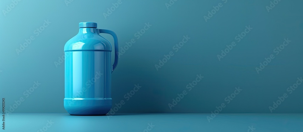Poster blue water container with a gallon capacity featuring an attractive design suitable for use as a cop