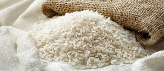 Delicious white rice endorsed by farmers set on a white background for contrast ideal for ads or any marketing materials needing a clean copy space image