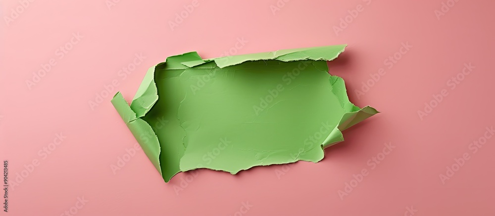 Aufkleber liability symbol on torn green paper against a pink backdrop creates a conceptual message with a cop