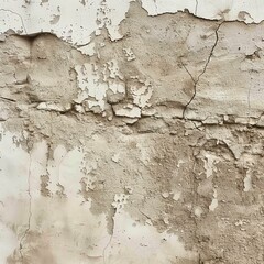 Obraz premium Rough plaster wall texture with a vintage look, showing cracks and weathered areas, Warm tones, Antique, Photography, High detail. copy space for text,