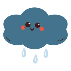 hand drawing cartoon clouds and rain. cute sky element sticker. cute sticker, doodle