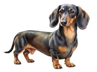 Dachshund, full body, isolated on a transparent background