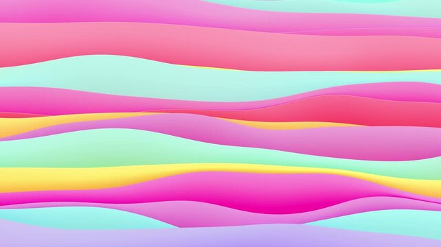 3D animation of wavy colourful layers, 4K abstract animated background, Live wallpaper