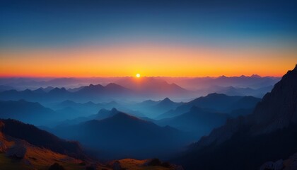 Obraz premium A breathtaking sunset over a mountain range