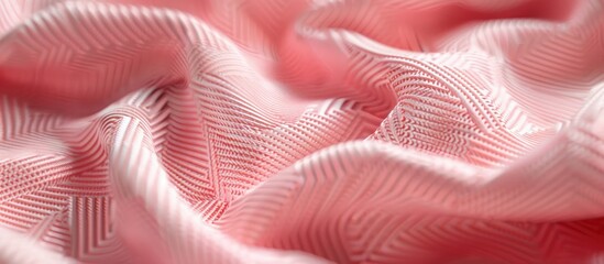 Naklejka premium Detailed close up of pink zip hoodie fabric with a white striped geometric pattern suitable for a copy space image