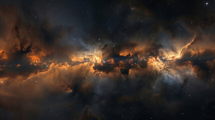Fototapeta premium A reflective nebula with glowing clouds of dust and gas creating a serene scene