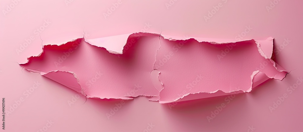 Aufkleber conceptual case study symbol displayed on a torn pink paper piece against a pink background with cop