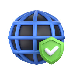 Internet Protection 3D Icon Illustration, perfect for cyber security theme