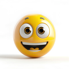 Fototapeta premium A cheerful yellow emoji with a big smile, sparkling eyes, and a joyful expression. 