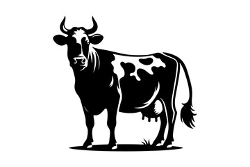 Set of cow silhouettes isolated on transparent background - Generative AI