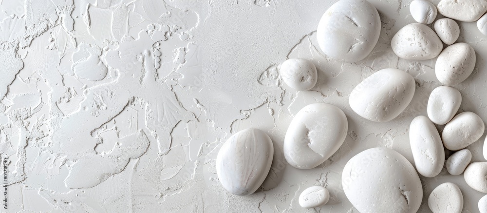 Aufkleber white pebbles on a textured background with copy space image