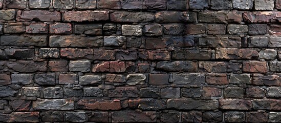 Fototapeta premium Brick wall showcasing a mix of weathered and fresh bricks ideal for designs and presentations with abundant copy space image
