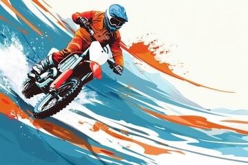 illustration of a motocross riding a motocross motorcycle 