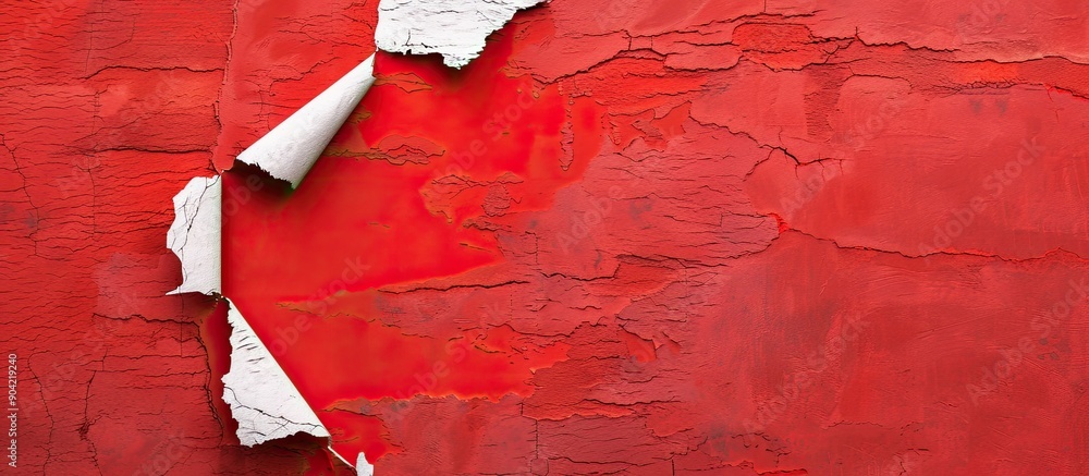Poster a symbolic representation of our mission displayed on a torn white paper against a red backdrop feat