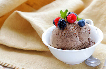 summer dairy dessert ice cream with fresh berries