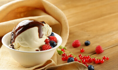 summer dairy dessert ice cream with fresh berries
