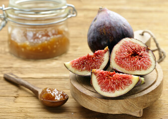 natural organic fig jam and fresh berries