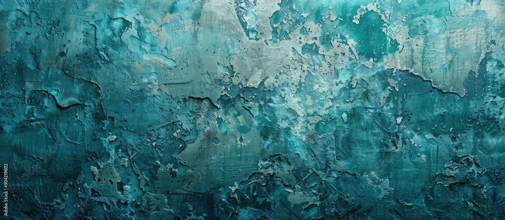 Aufkleber abstract turquoise grungy concrete background texture with streaks of paint on aged stone wall vinta