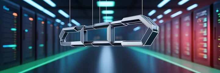 Chain demonstrating the speed and efficiency of blockchain networks. Big data storage processing, Cloud data, Internet Security