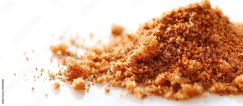 Poster java sugar also called organic brown palm sugar displayed on a white background with copy space imag
