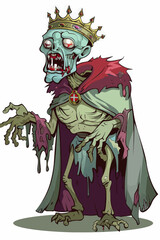 A zombie king with a crown on his head