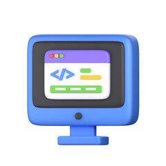 Coding 3D Icon Illustration, perfect for cyber security theme