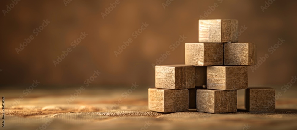Aufkleber symbolic special order message displayed on wooden blocks against a brown backdrop with a copy space