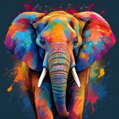 éléphant coloré style illustration peinture 
