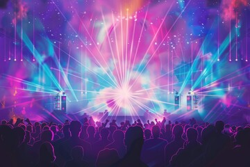 illustration vector background for a nightclub event, clubbing , DJ party, Trance , EDM , electronic dance music