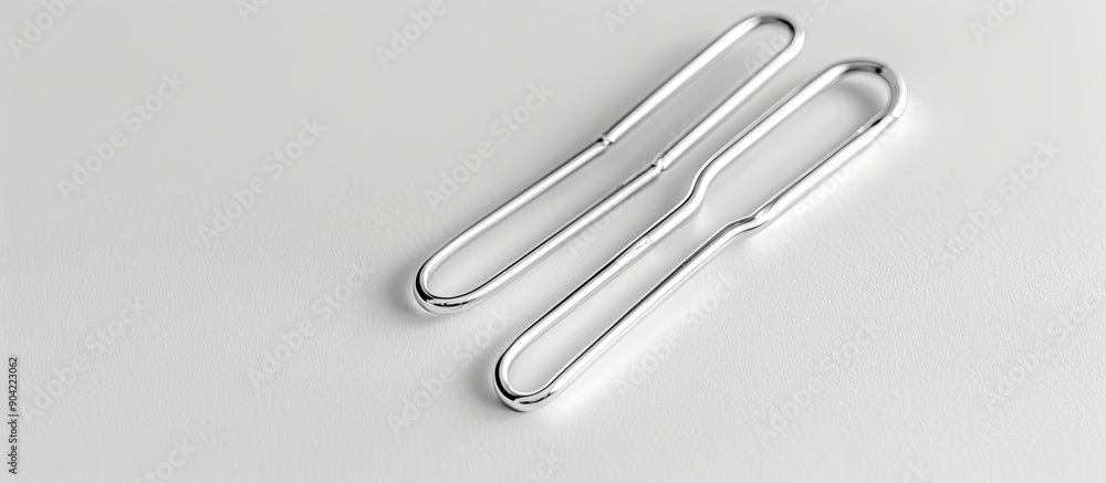 Aufkleber a white backdrop featuring two interlocking paperclips with copy space image
