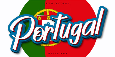 Editable text effect portugal, independence day text style