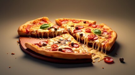 A mouthwatering slice of pepperoni pizza with gooey melted cheese and a crispy crust, perfect for any meal.