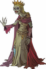 Fototapeta premium A creepy woman in a long dress with a crown on her head