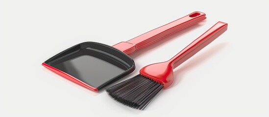 A versatile plastic mini dustpan and brush set isolated on white background with copy space image