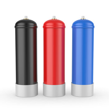 Whipped Cream Charger Cylinder Blank template 3d render illustration.