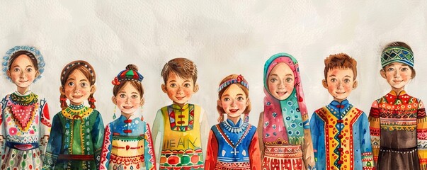 Language classes, exploring new languages, cultural journey, Watercolor style