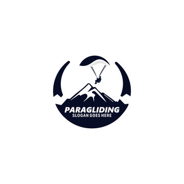 Paragliding logo design vector silhouette illustration