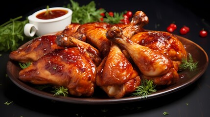 Juicy and golden roasted chicken, perfectly seasoned for a delicious and hearty meal.