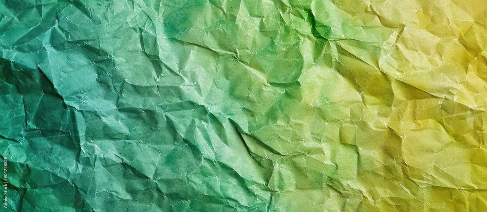 Aufkleber close up image of textured green and yellow paper for a banner background with copy space image