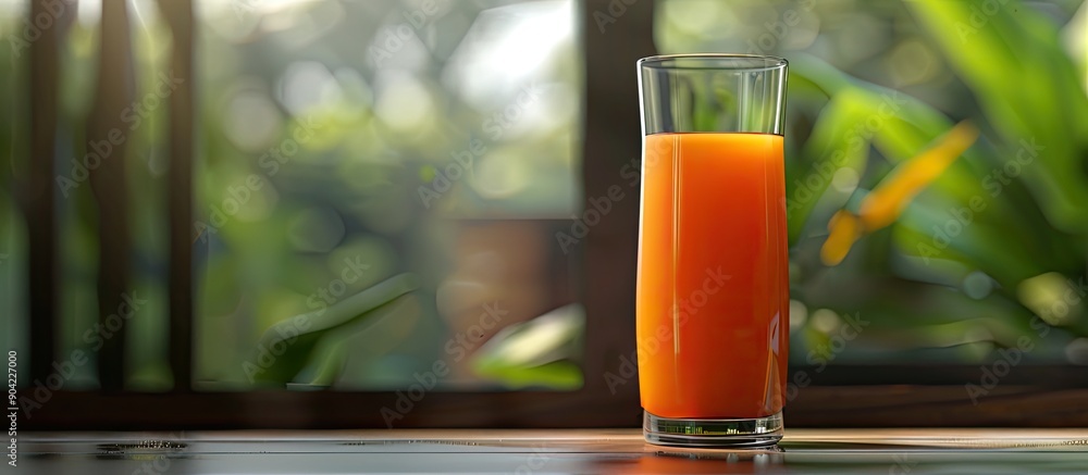 Poster side view of a juice glass with copy space image
