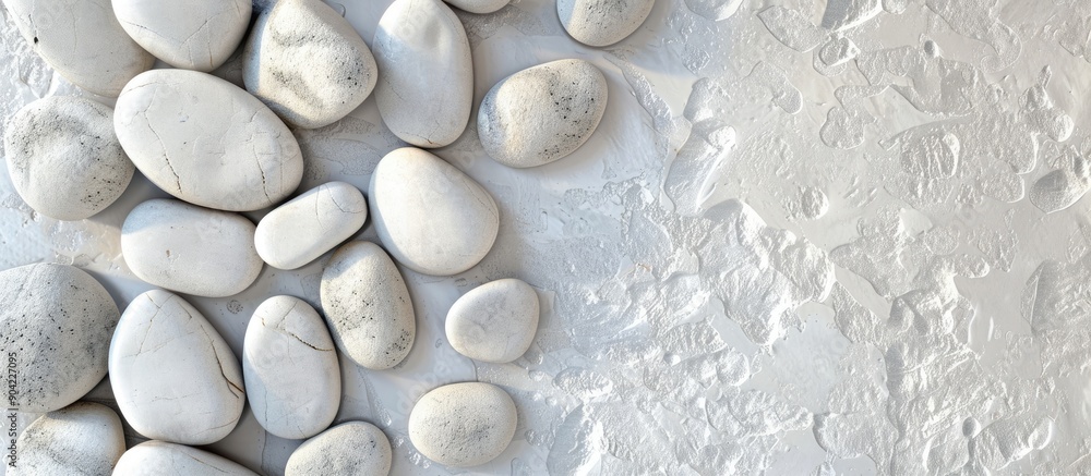 Aufkleber white pebbles on a textured background with copy space image