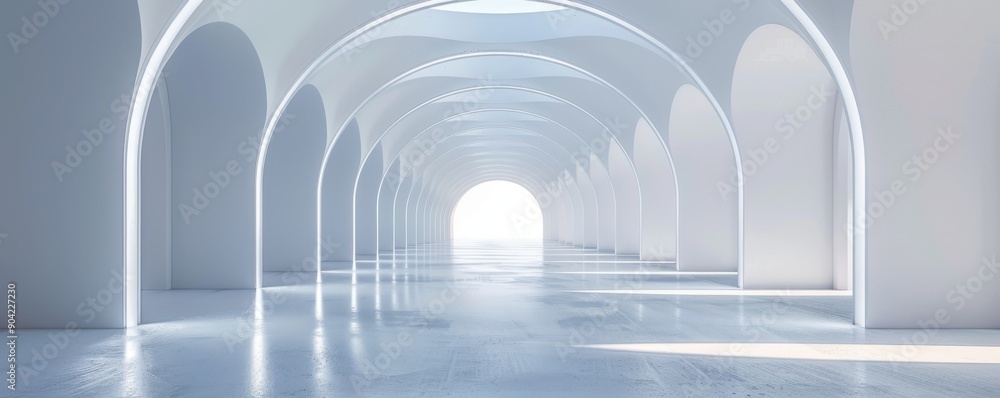 Aufkleber minimalist white tunnel with rounded arches creating a clean and modern architectural design