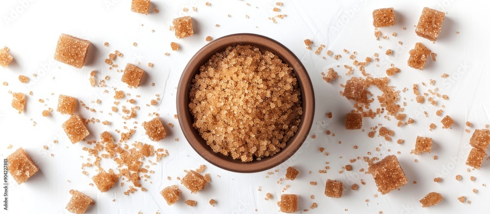 Poster java sugar also called organic brown palm sugar displayed on a white background for a copy space ima