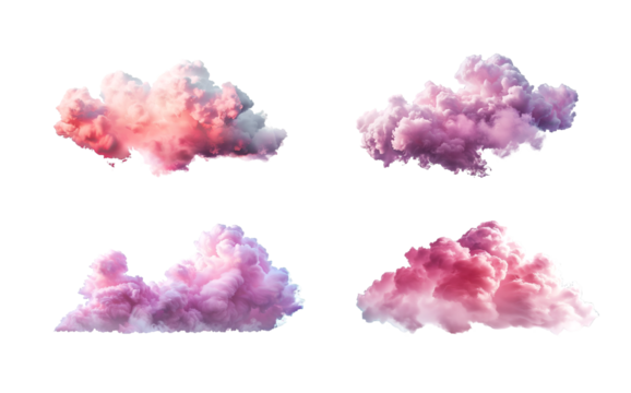 Pink clouds on white background	