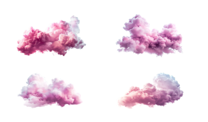 Pink clouds on white background	
