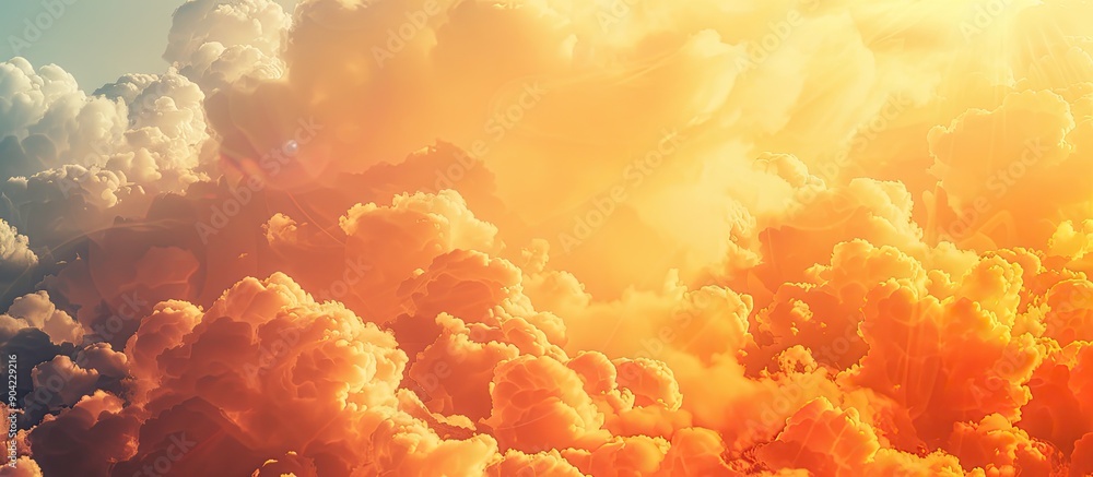 Poster sunlight filtering through vibrant clouds creates a breathtaking copy space image