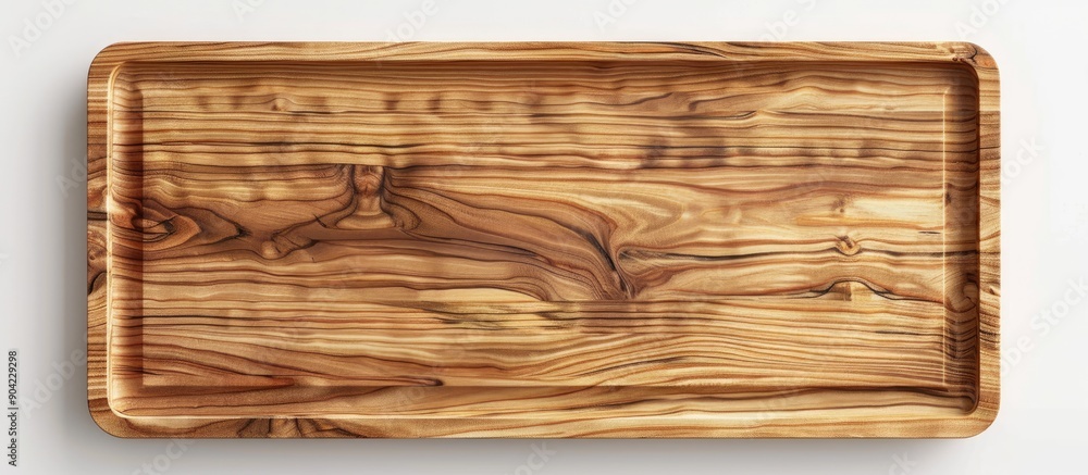 Poster top view of a wooden board or tray isolated on a white background with copy space image