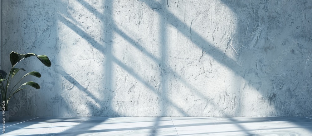Poster perspective view of a blank wall with shadows from the window providing copy space image
