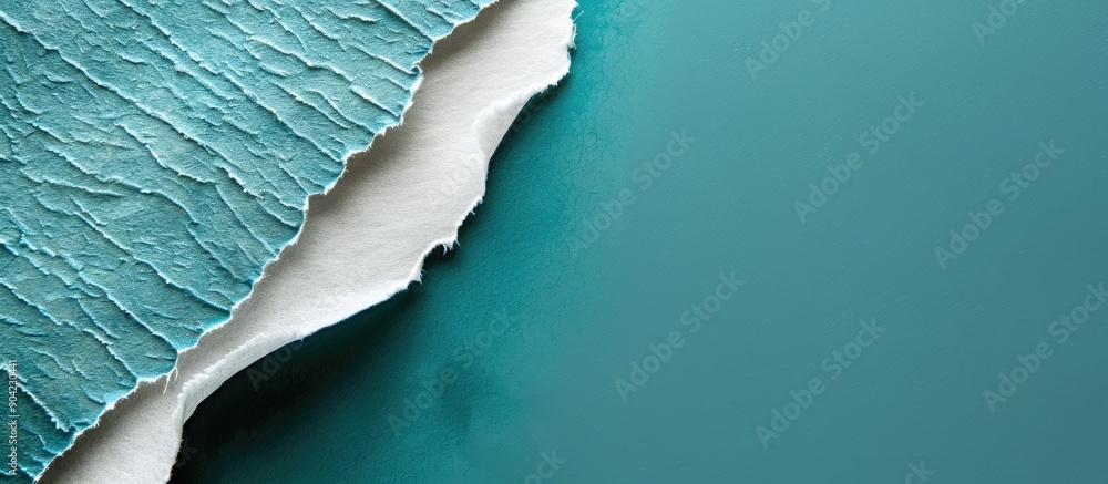 Poster vintage teal cardboard background with white and emerald paper textures capturing a close up macro s